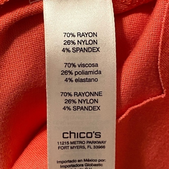 Chico's Orange Sheath Midi Dress Short Sleeve Crew Neck Minimalist Size 1 Medium - Picture 10 of 13